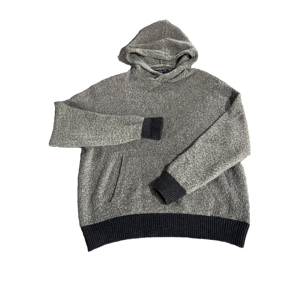 AllSaints Tremett Men's Oversized Fit Hoodie Alpaca Wool Blend Knit Small